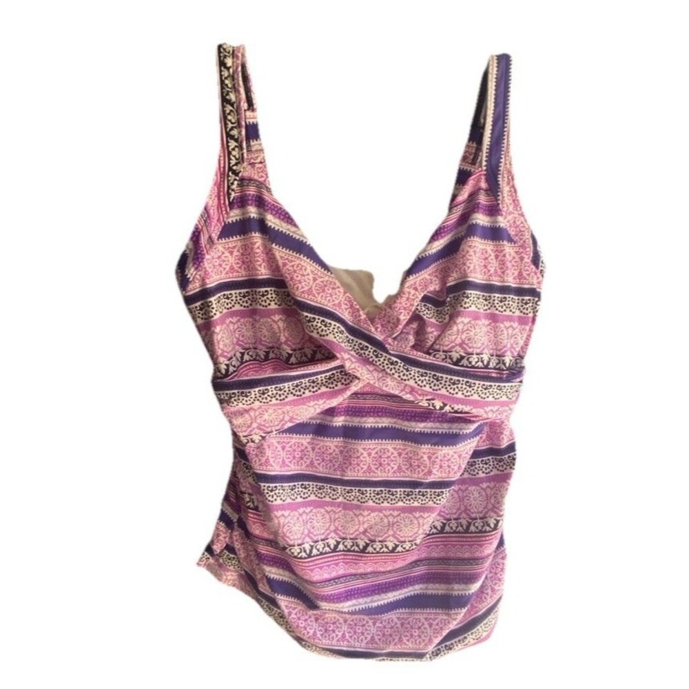 Lands End Size 14 Purple Pink Underwire Tankini Top